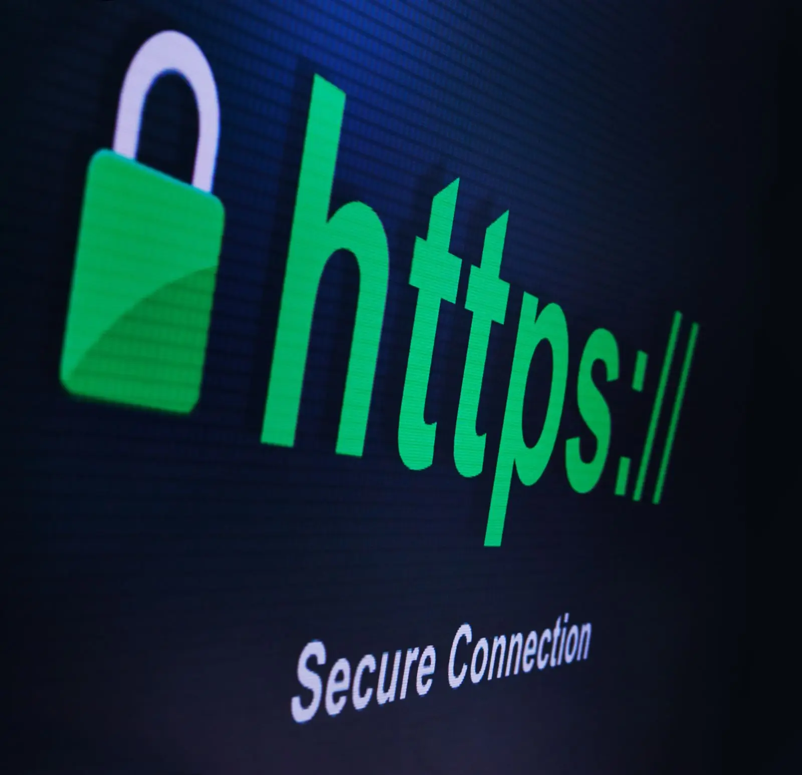 Schloss-Symbol und https-Schriftzug als Sinnbild für eine verschlüsselte Verbindung