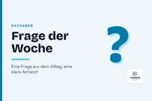 Grafik der Ratgeber-Reihe Frage der Woche mit einem großen Fragezeichen und dem Logo von Ingenius Agency